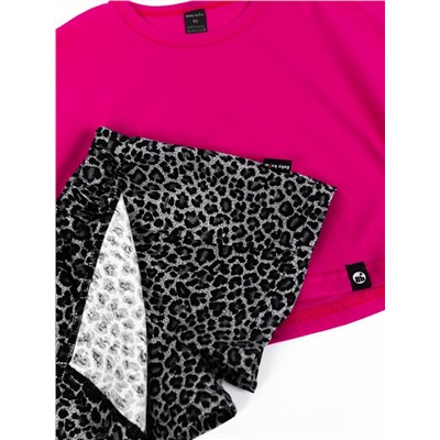 Комплект для девочки Baby Boom КД512/1-К-М Фуксия + леопард черно-серый