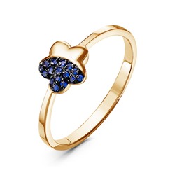 Позолоченное кольцо с  синими фианитами  - 959 - п