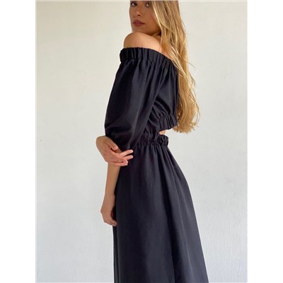 6641 Платье с открытой спинкой чёрное (остаток: 42)