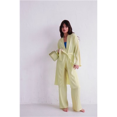 9539 Костюм из кимоно и брюк-палаццо светло-жёлтый