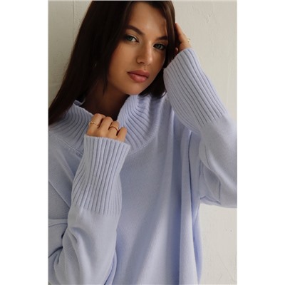9876 Удлинённый свитер нежно-голубой