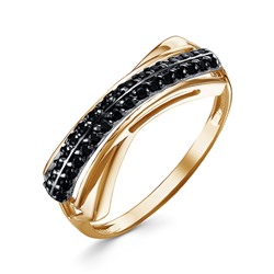 Позолоченное кольцо с черными фианитами - 1320  - п