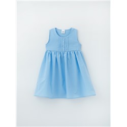 Платье для девочки голубое из хлопкого поплина