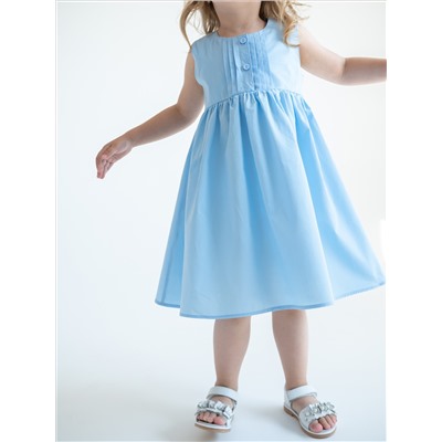 Платье для девочки голубое из хлопкого поплина