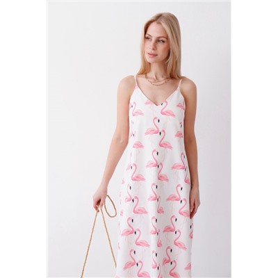 9138 Платье-комбинация с принтом "фламинго" (остаток: 46)