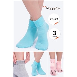 Однотонные махровые носки 3 пары Happyfox