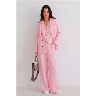 12756 Брючный костюм с жилетом нежно-розовый (остаток: 50)