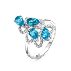 Серебряное кольцо с голубыми фианитами 647