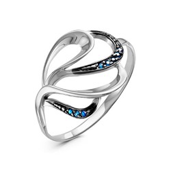 Серебряное кольцо с фианитами синего цвета 981