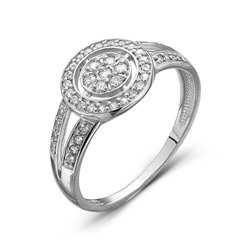 Серебряное кольцо с бесцветными фианитами - 038