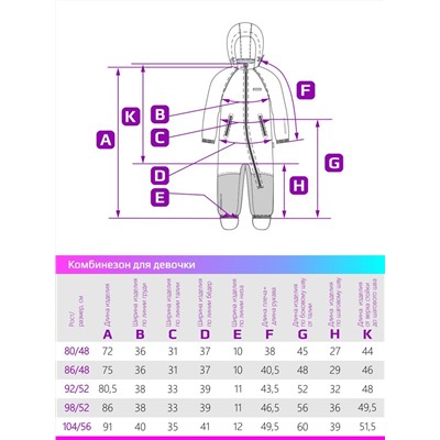 Комбинезон утепленный для девочки NIKASTYLE 8м0224 аметист