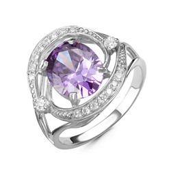 Серебряное кольцо с фианитом фиолетового цвета  377