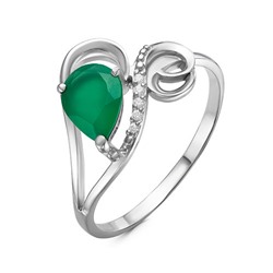Серебряное кольцо с зеленым агатом - 710