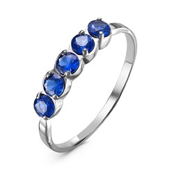 Серебряное кольцо с фианитами синего цвета 010