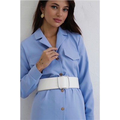 10535 Платье-рубашка с английским воротником голубое (остаток: 42)