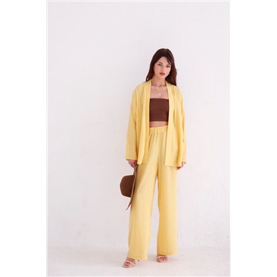 9444 Костюм из кимоно и брюк-палаццо жёлтый (остаток: 44, 46)