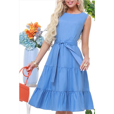 Голубое платье с оборками