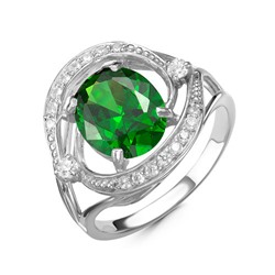 Серебряное кольцо с фианитом зеленого цвета  377