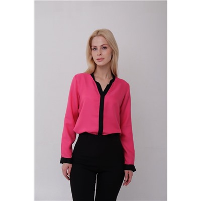 24307 Блуза розовая с чёрной отделкой (42)