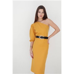9603 Асимметричное платье в цвете "манго"