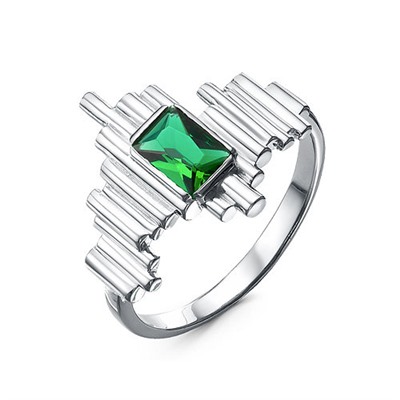 Серебряное кольцо с фианитом зеленого цвета - 1274
