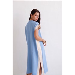 13086 Платье небесно-голубое с контрастной боковой отделкой