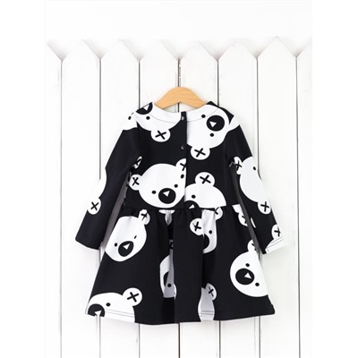 Платье для девочки Baby Boom С129/17-Ф Мишки на черном Б101