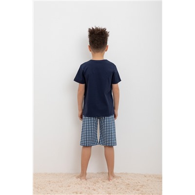 Пижама для мальчика Crockid К 1634-1 морской синий, маленькая клетка