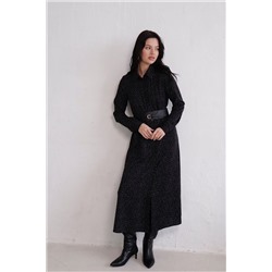 11352 Платье-рубашка удлинённое чёрное в горошек